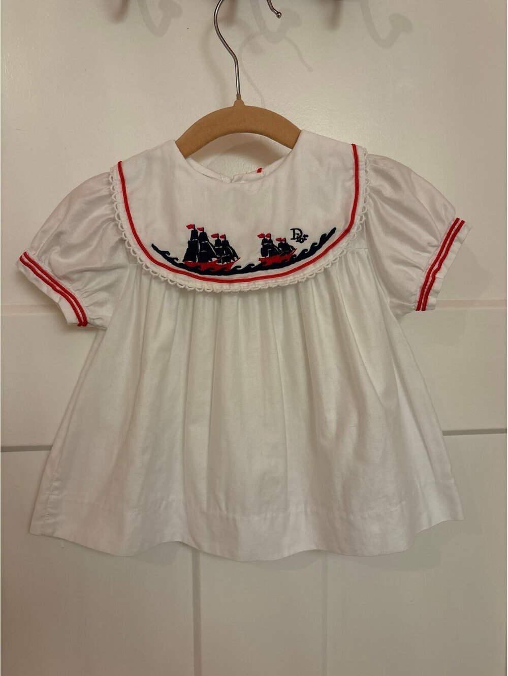 Baby Dior dress white nautical size 6m
